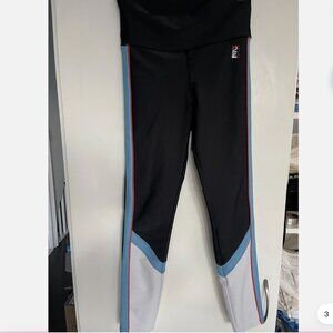 P.E Nation Black Blue White Leggings Striped Colorful Gym Workout Size Small